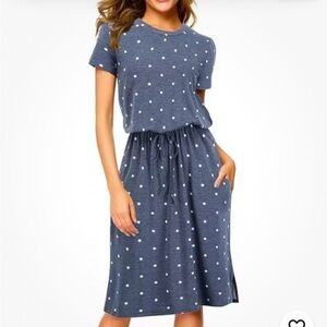 Simier Fariry Women Fall Hide Belly Knee Casual Dress with Pockets L‎